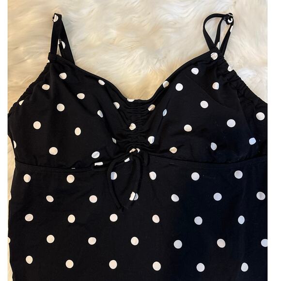 Lands End Polka Dot Supportive Underwire Tankini Top 18 Long - Picture 2 of 6